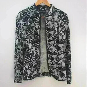 FRANK LYMAN | Design  Women's Black/Grey Long Sleeved Textured Floral Bl…